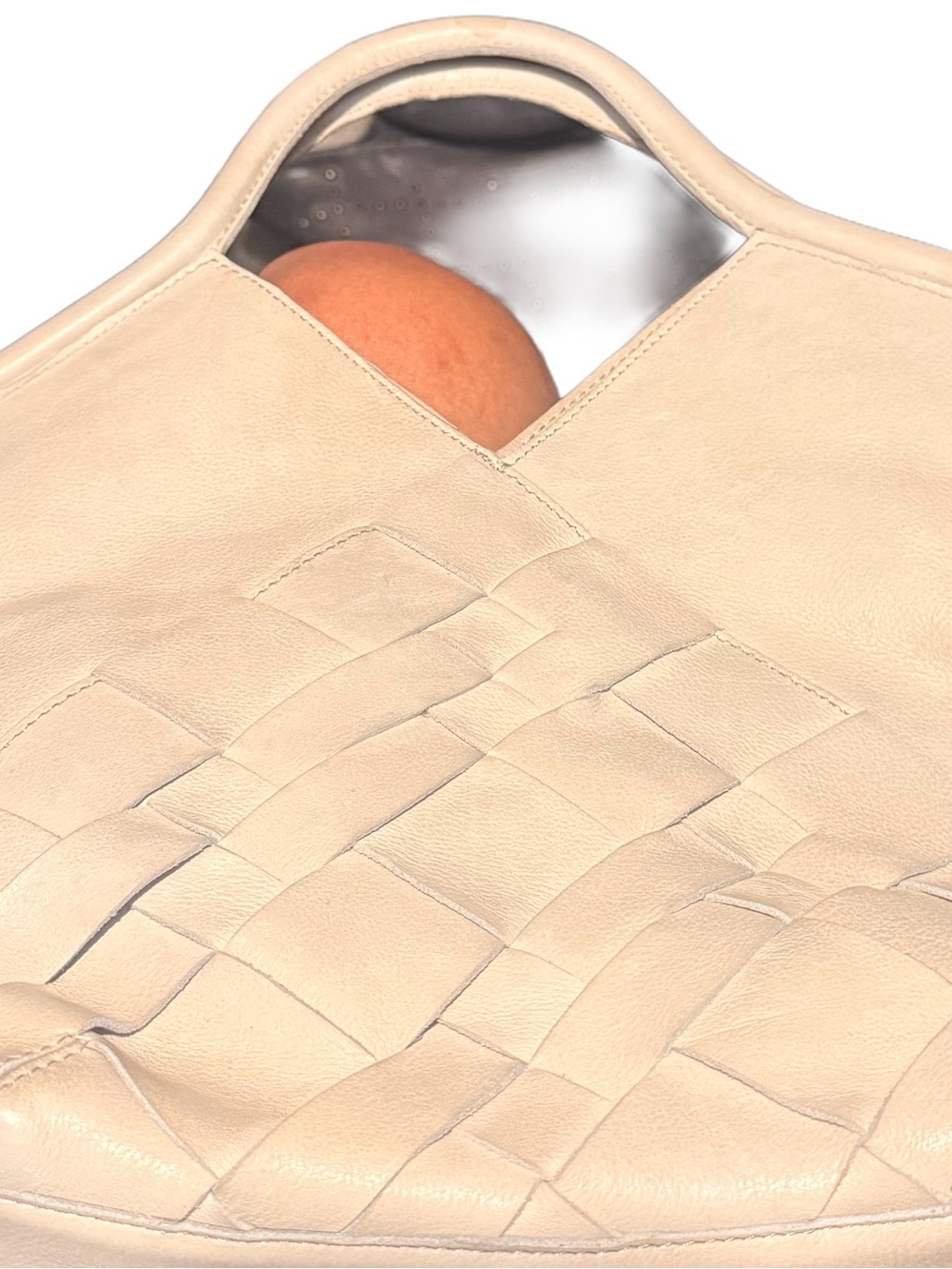 latico Cream Woven Leather Satchel
